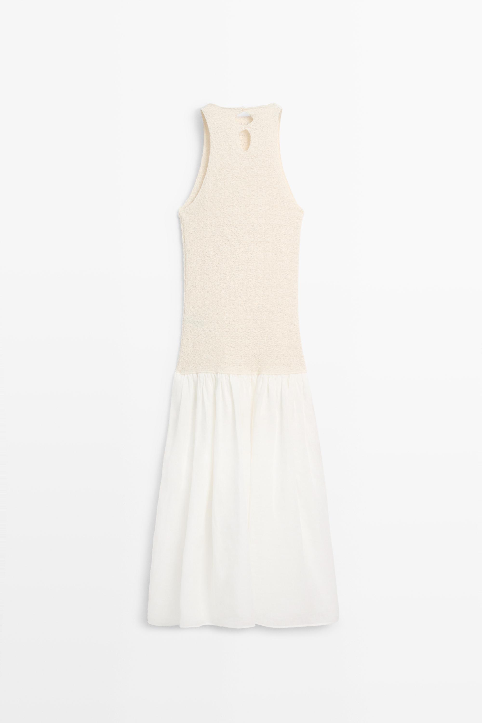 Robe midi combinée à encolure américaine